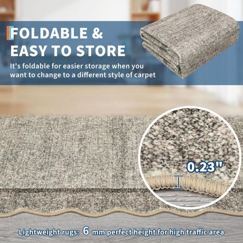Alfombra GarveeHome 140x183 cm Lavable Antideslizante Marrón