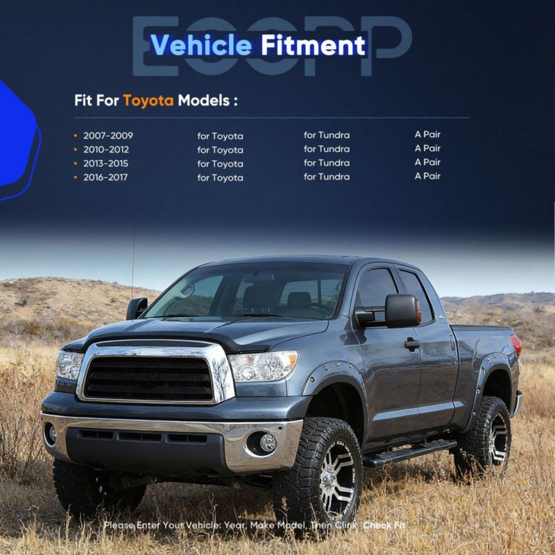Espejos de Remolque ECCPP para Toyota Tundra 2007‑2016 (Calefactados)