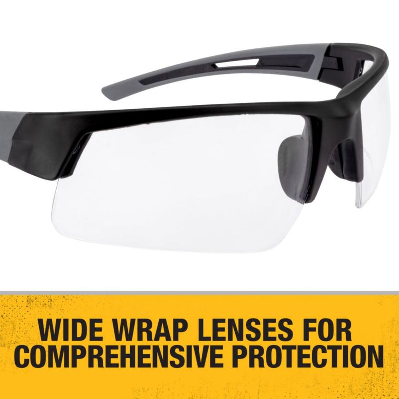 Gafas de seguridad DEWALT DPG100-1D con montura negra y lente transparente