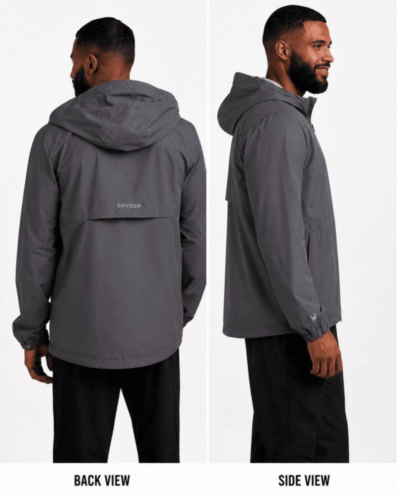 Chaqueta impermeable Spyder para hombre con capucha y diseño plegable