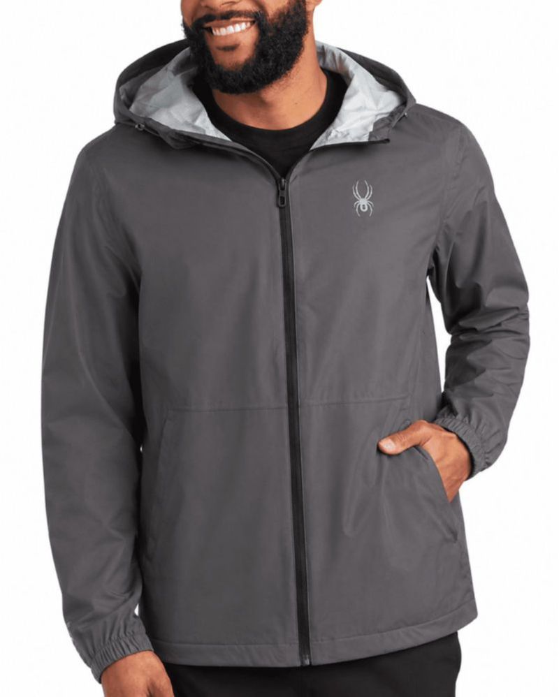 Chaqueta impermeable Spyder para hombre con capucha y diseño plegable