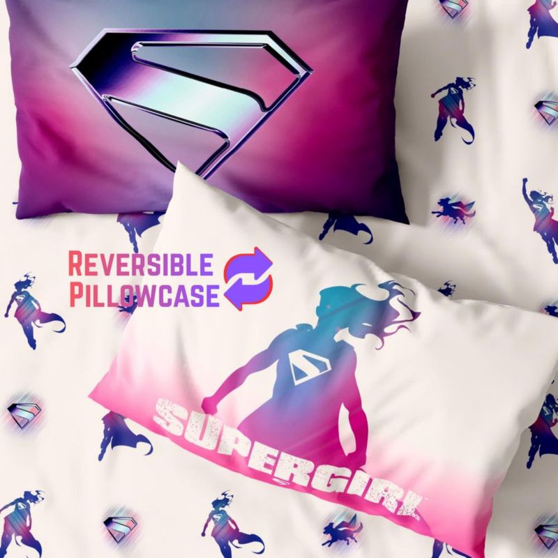 Juego de ropa de cama Franco Full de 5 piezas Supergirl reversible