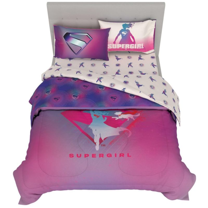 Juego de ropa de cama Franco Full de 5 piezas Supergirl reversible