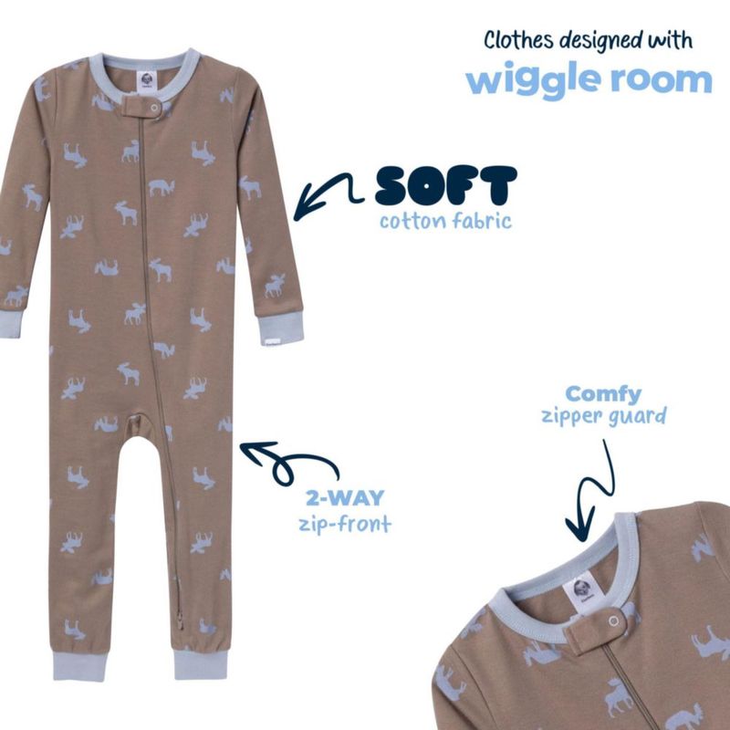 Pijamas sin pies Gerber 5T Pack de 3 Algodón Alce y Árboles
