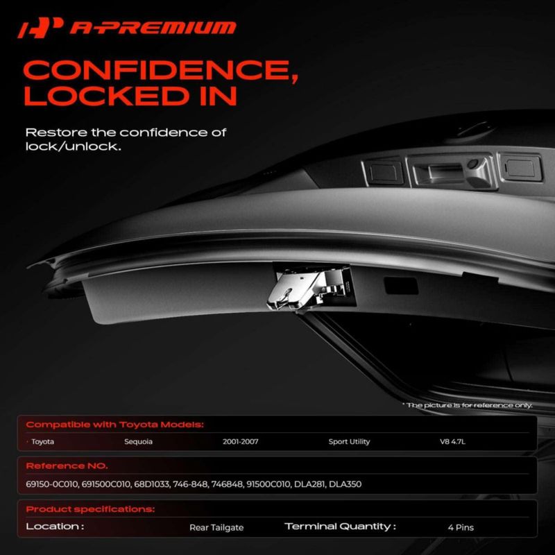 Actuador de cerrojo de portón trasero A-Premium para Toyota Sequoia