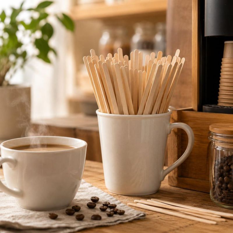 Palillos de Madera para Café LesNice 14 cm – Pack de 1000 unidades
