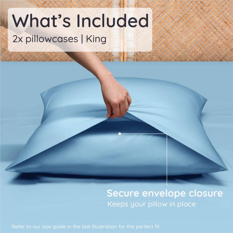 Funda de almohada Bambaw King 2 unidades de viscosa de bambú – Azul Sueño