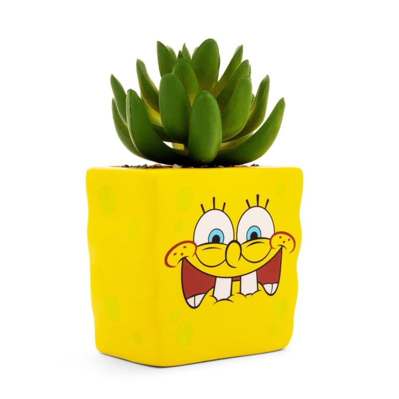 Mini macetero Silver Buffalo 7 cm Bob Esponja con suculenta artificial