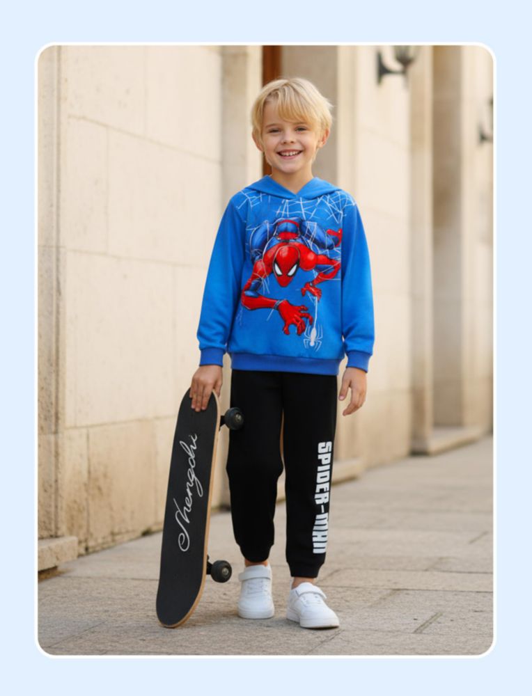Sudadera con capucha Disney Spider-Man azul 3-4T para niños pequeños