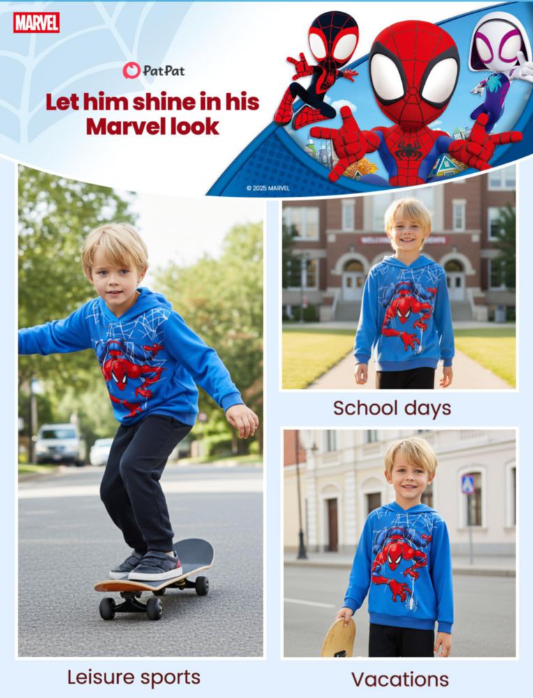 Sudadera con capucha Disney Spider-Man azul 3-4T para niños pequeños