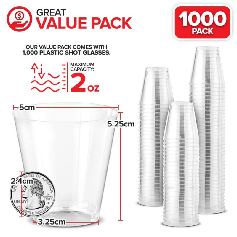 Vasos de chupito Stock Your Home 60 ml paquete de 1000 unidades transparentes
