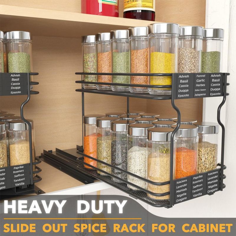 Organizador de especias SpaceAid 17x27x22 cm de 2 niveles con etiquetas