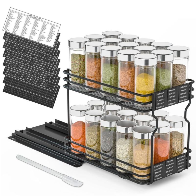 Organizador de especias SpaceAid 17x27x22 cm de 2 niveles con etiquetas