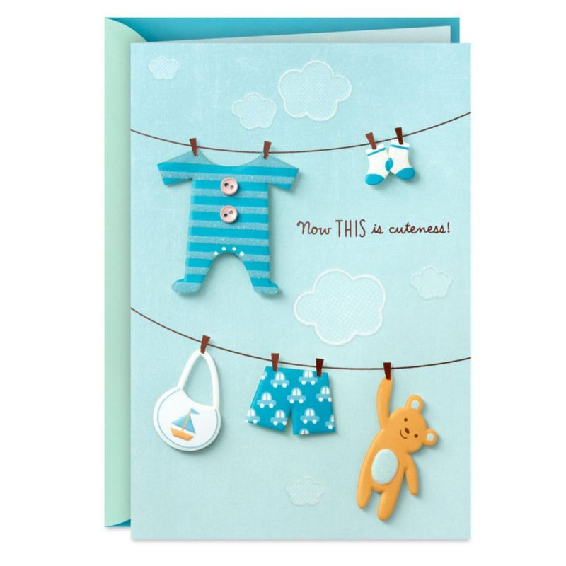 Tarjeta Hallmark de Baby Shower para Niño Azul 5x7.2" ¡Felicidades!