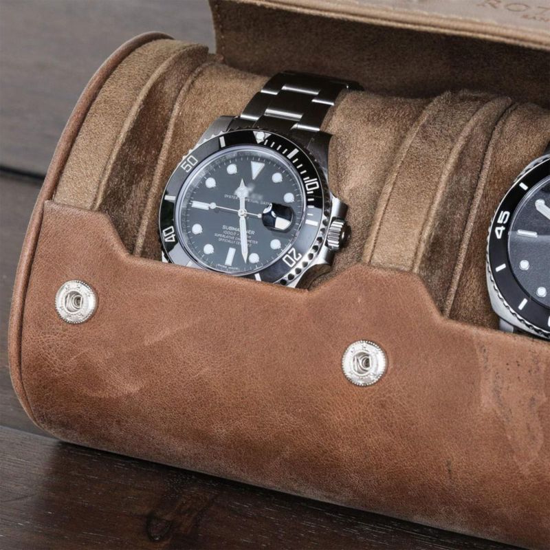 Estuche enrollable para relojes ROTHWELL 3 unidades color tostado 24 × 10 × 7 cm