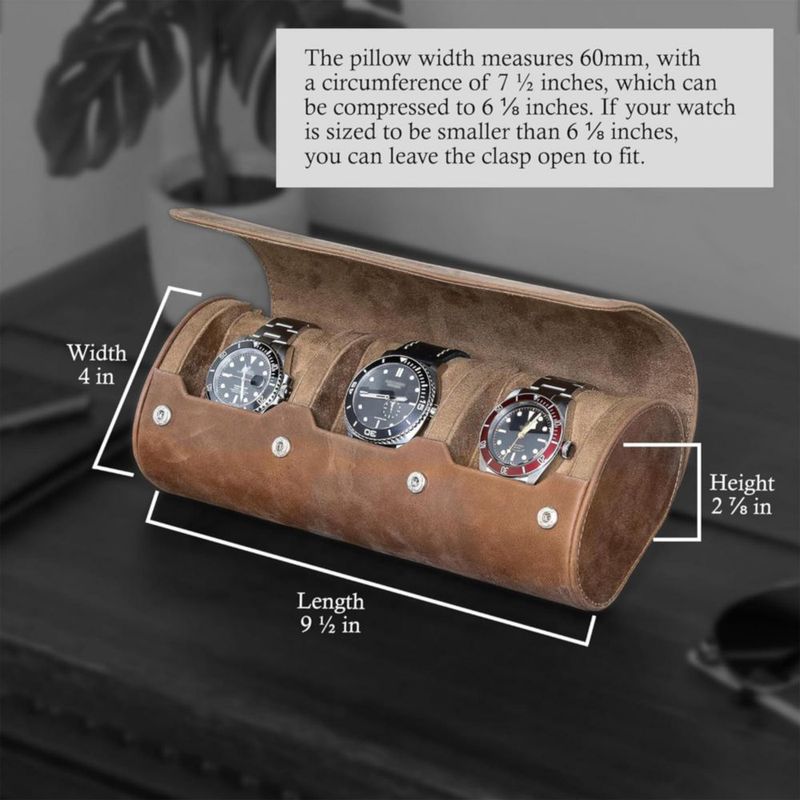 Estuche enrollable para relojes ROTHWELL 3 unidades color tostado 24 × 10 × 7 cm
