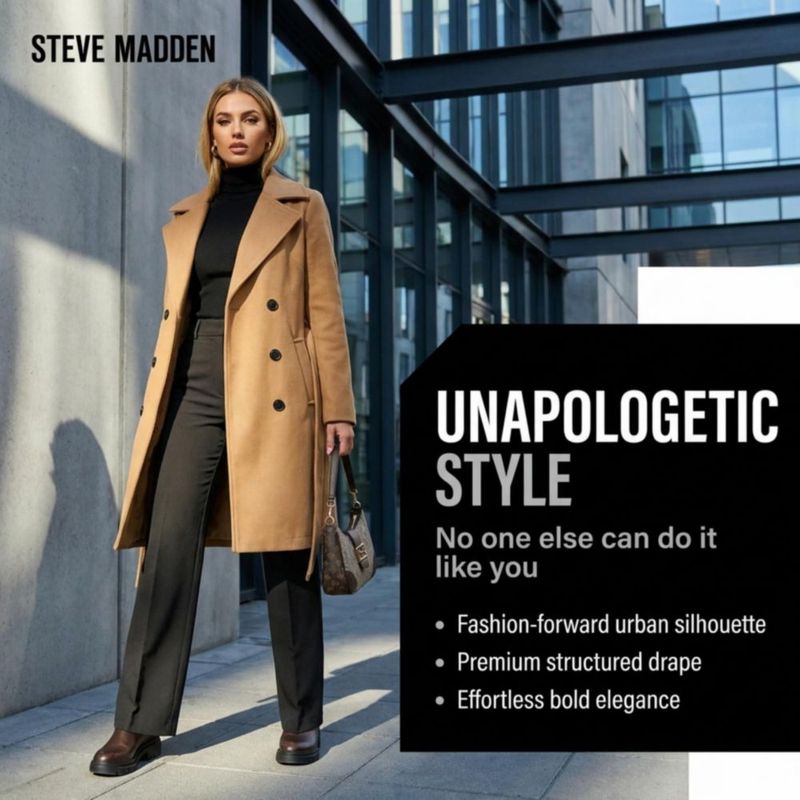 Abrigo Steve Madden de Falsa Lana Doble Botonadura para Mujer