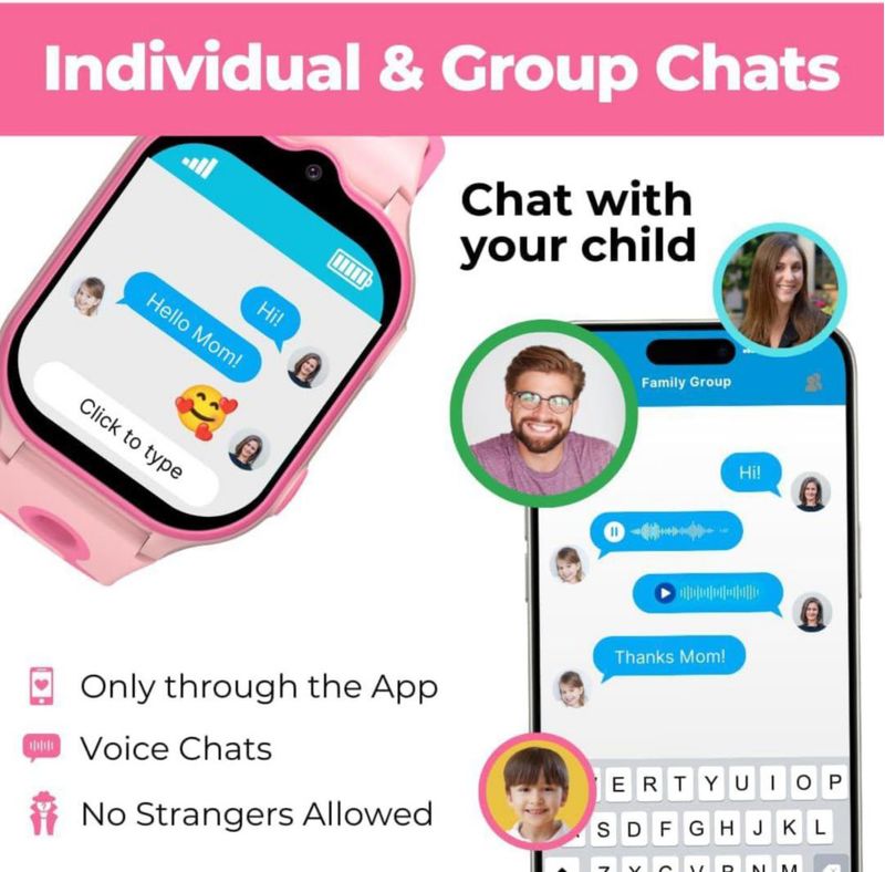 Smartwatch Emojikidz con GPS y Llamadas de Video – Rosa