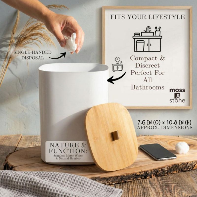 Juego de baño Moss & Stone de 6 piezas blanco y bambú