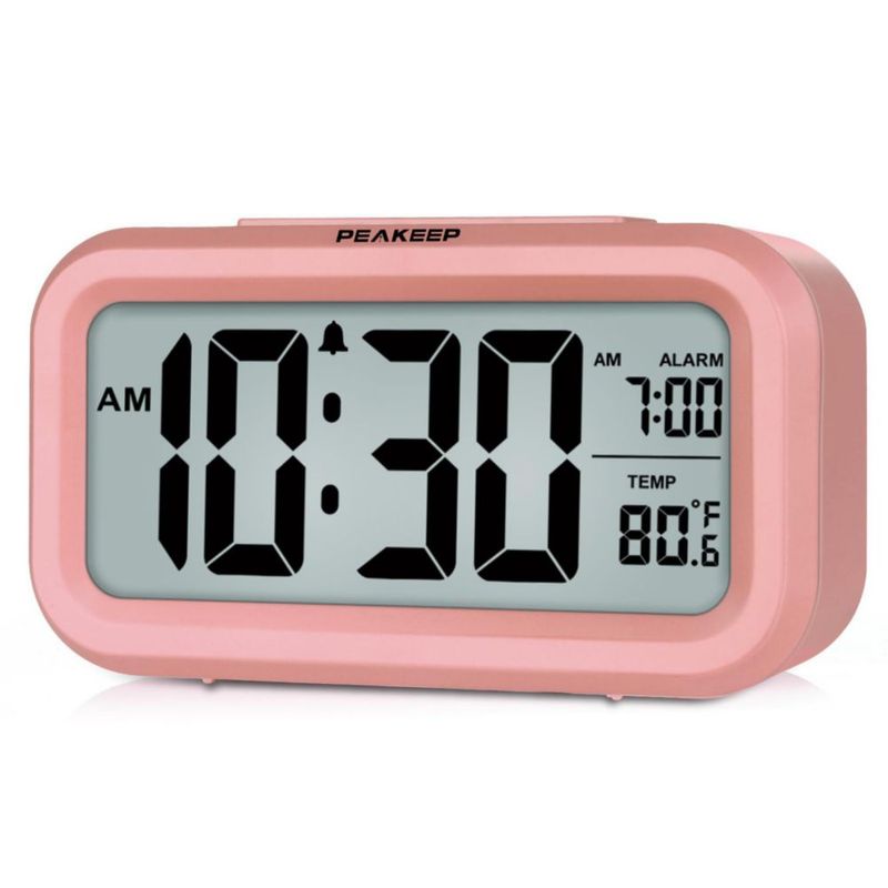 Reloj despertador Peakeep 13 cm con luz nocturna y monitor de temperatura