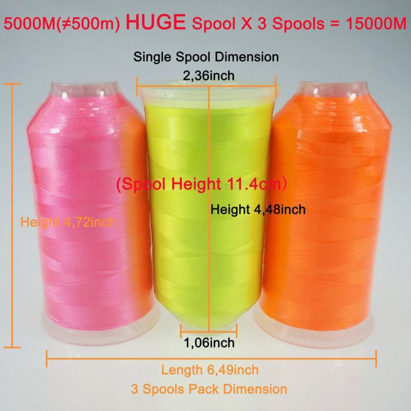 Hilo de bordado New brothread 15000 m colores neón