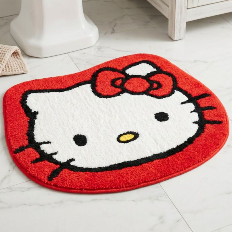 Alfombra de baño Franco Hello Kitty 66 cm × 58 cm de peluche antideslizante