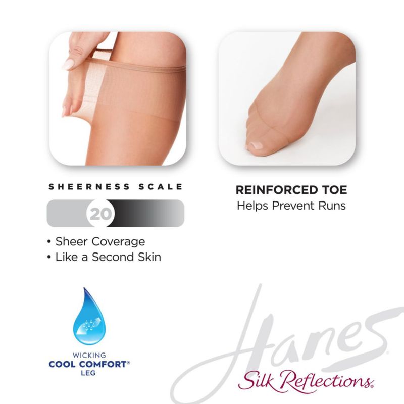 Medias hasta la rodilla Hanes Silk Reflections color negro 2 pares