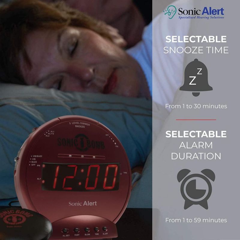Reloj Sonic Alert Sonic Bomb Loud alarma dual con agitador