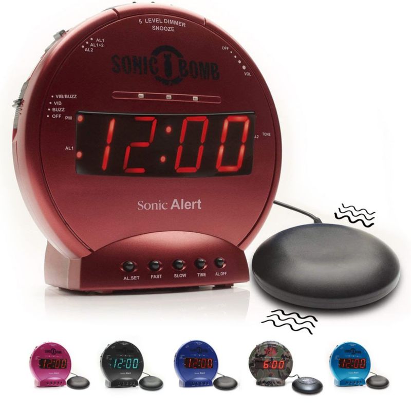 Reloj Sonic Alert Sonic Bomb Loud alarma dual con agitador