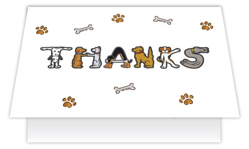 Tarjeta de agradecimiento Dog Speak 12 cm para cuidadores de mascotas