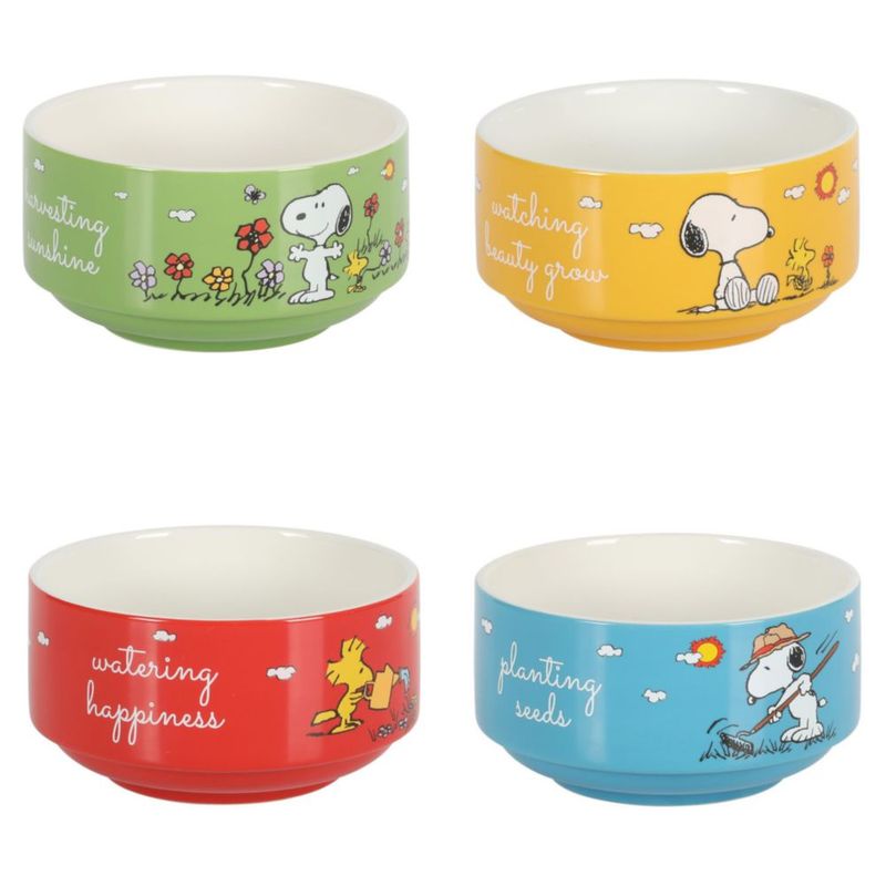 Juego de cuencos Peanuts Snoopy paquete de 4 unidades apilables cerámica de gres de 14 cm