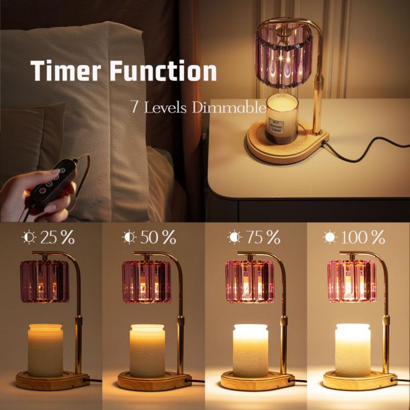 Lámpara para calentar velas en color morado HAPPY con temporizador y atenuador