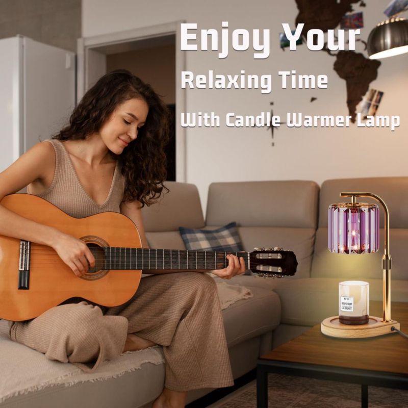 Lámpara para calentar velas en color morado HAPPY con temporizador y atenuador