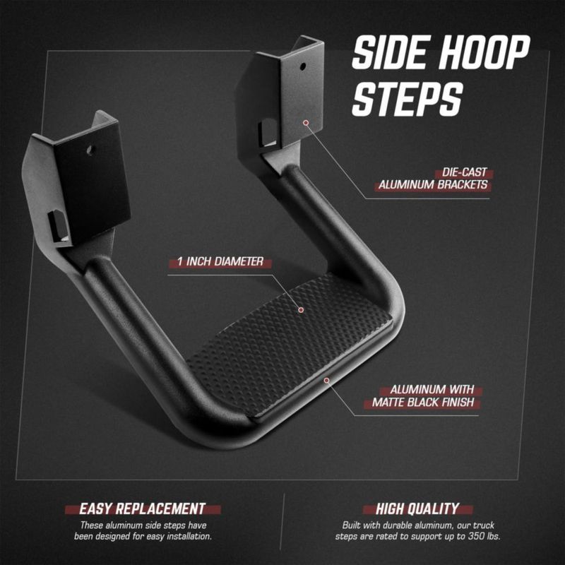 Escalones laterales tipo aro DNA MOTORING universales 28 x 15 x 30 cm negros