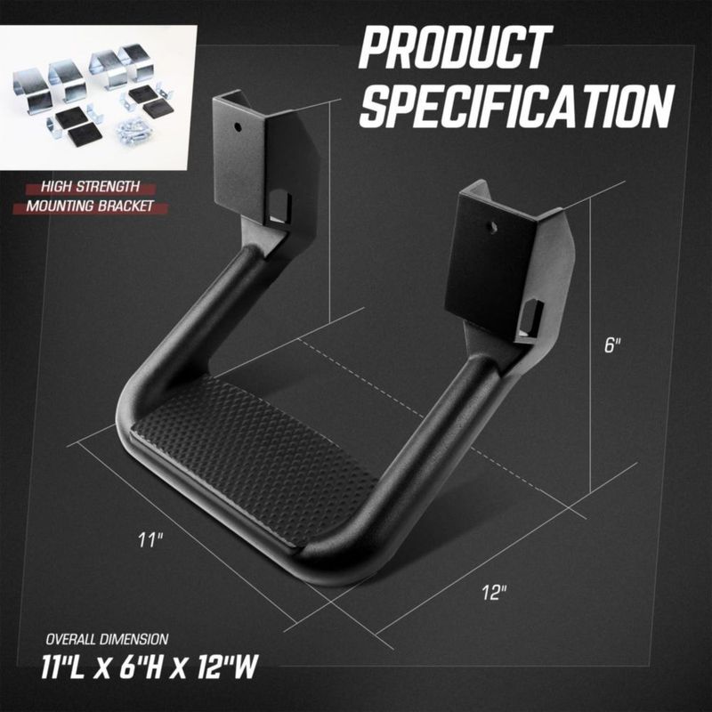 Escalones laterales tipo aro DNA MOTORING universales 28 x 15 x 30 cm negros