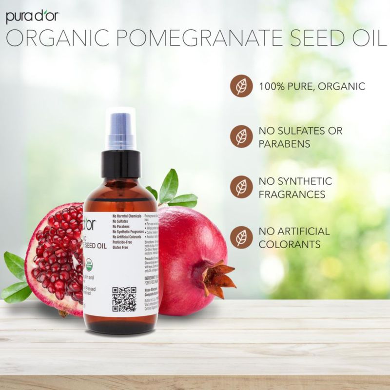 Aceite de granada PURA D'OR 120 ml 100% puro orgánico USDA