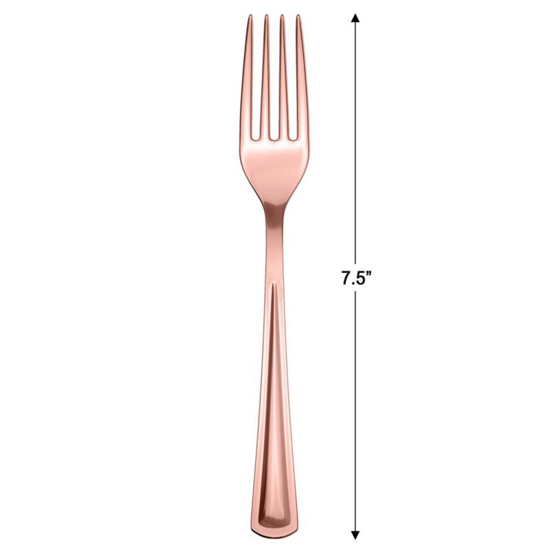 Tenedor de Plástico Rosa Dorado Exquisite - 120 unidades - Alta resistencia