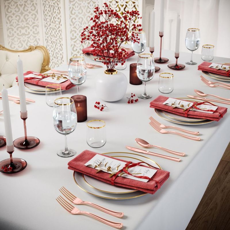 Tenedor de Plástico Rosa Dorado Exquisite - 120 unidades - Alta resistencia