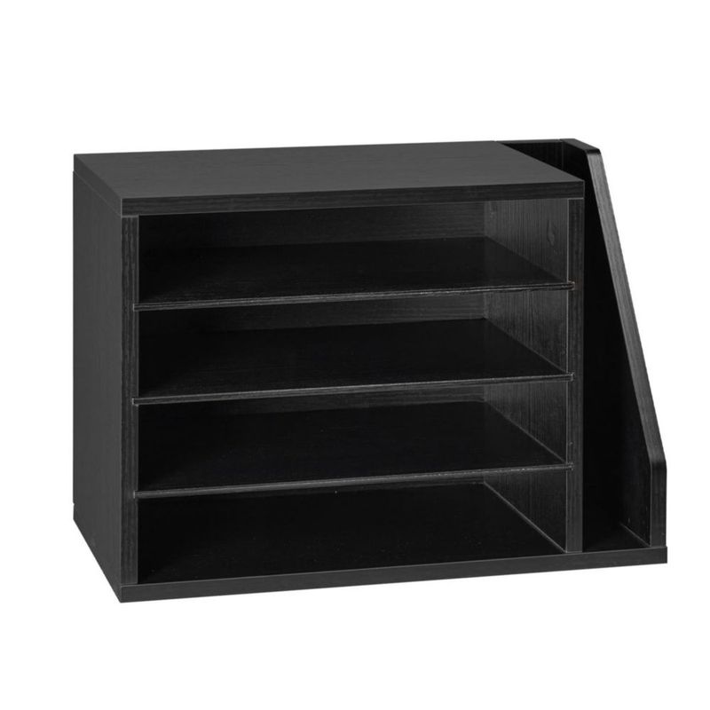 Organizador de documentos VEVOR de 4 compartimentos negro madera MDF