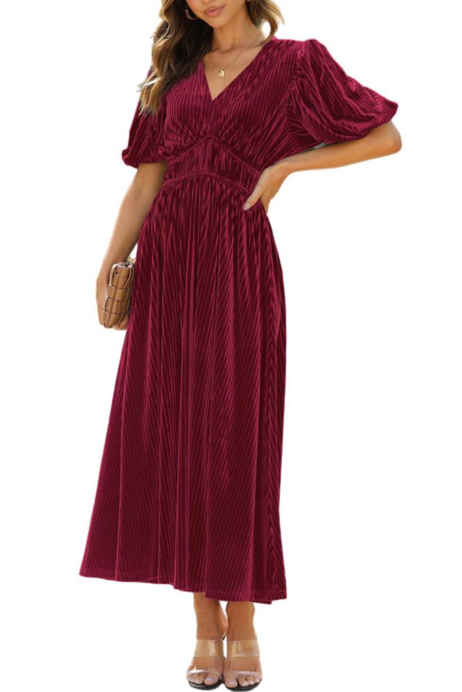 Vestido Maxigerui de Terciopelo Burdeos - Talla L