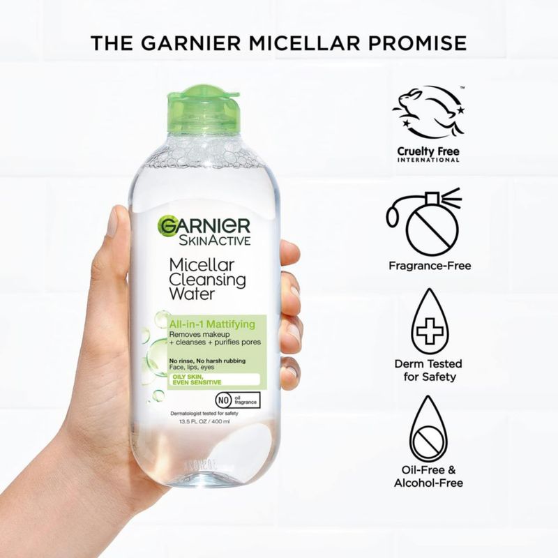 Agua micelar Garnier para piel grasa 400 ml (2 unidades)