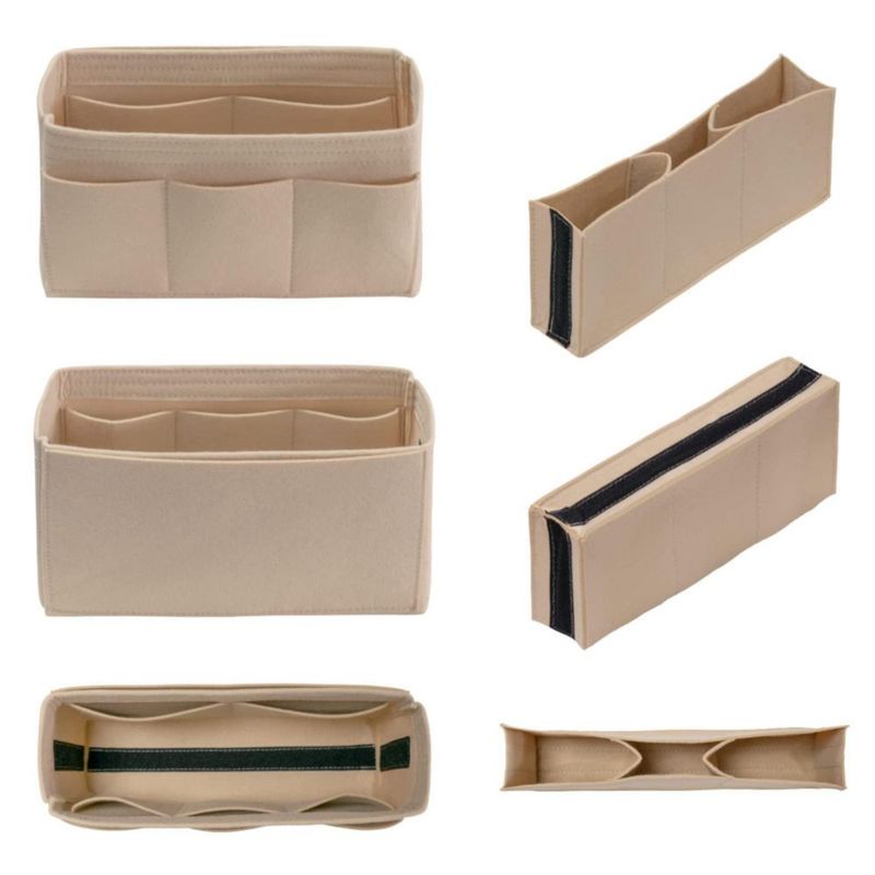 Organizador de bolso DailyPlus de fieltro con inserto de 14 bolsillos – Beige