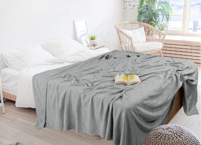 Manta térmica de algodón gris 230 × 180 cm – Utopia Bedding