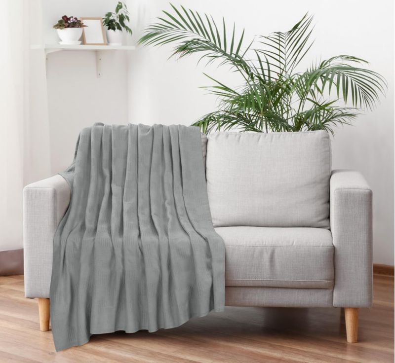 Manta térmica de algodón gris 230 × 180 cm – Utopia Bedding