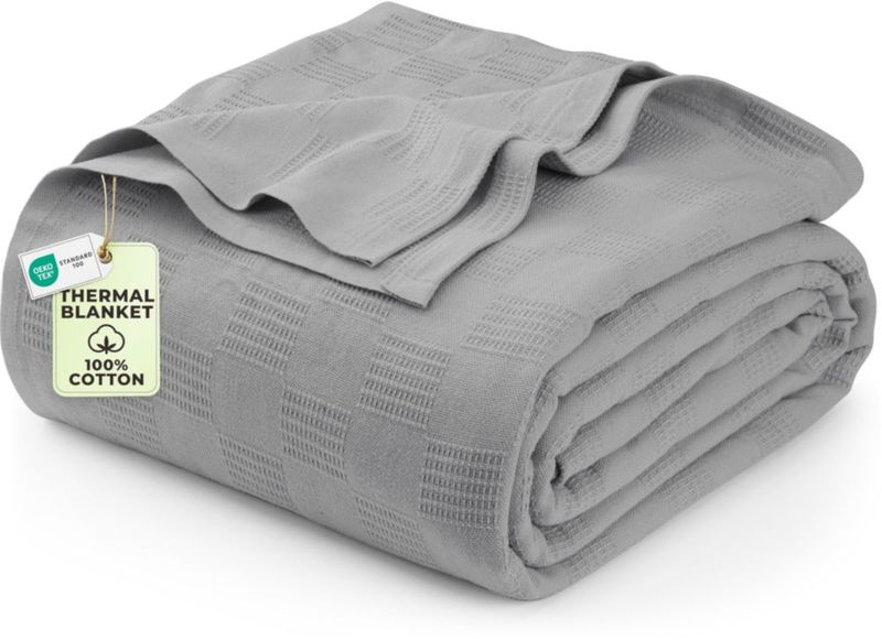Manta térmica de algodón gris 230 × 180 cm – Utopia Bedding