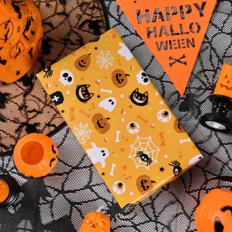 Papel de regalo PlandRichW 52 cm × 74 cm – 12 hojas para Halloween