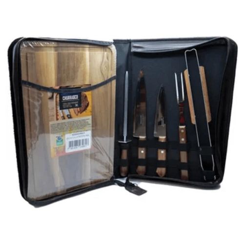 Kit Asado cuchillos Tramontina 32200601 Churrasco 7pz con Tabla