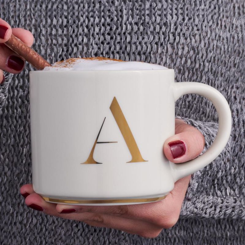 Taza luckyly 500ml térmica iniciales letras a - z marla blanca
