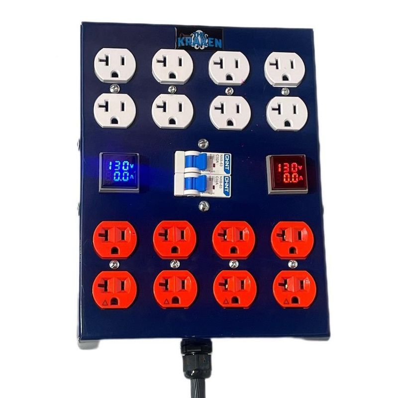 Centro de carga azul profesional dual voltiamperimetro 16 contactos