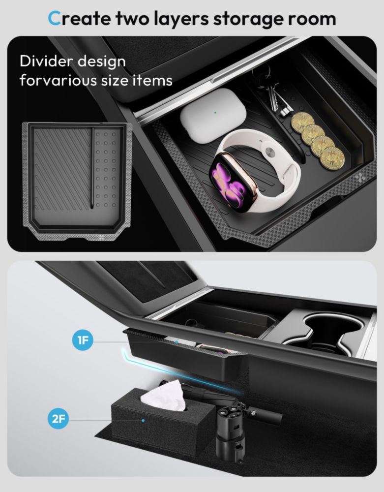 Organizador de Consola Central XINTUO para Tesla Model Y/3